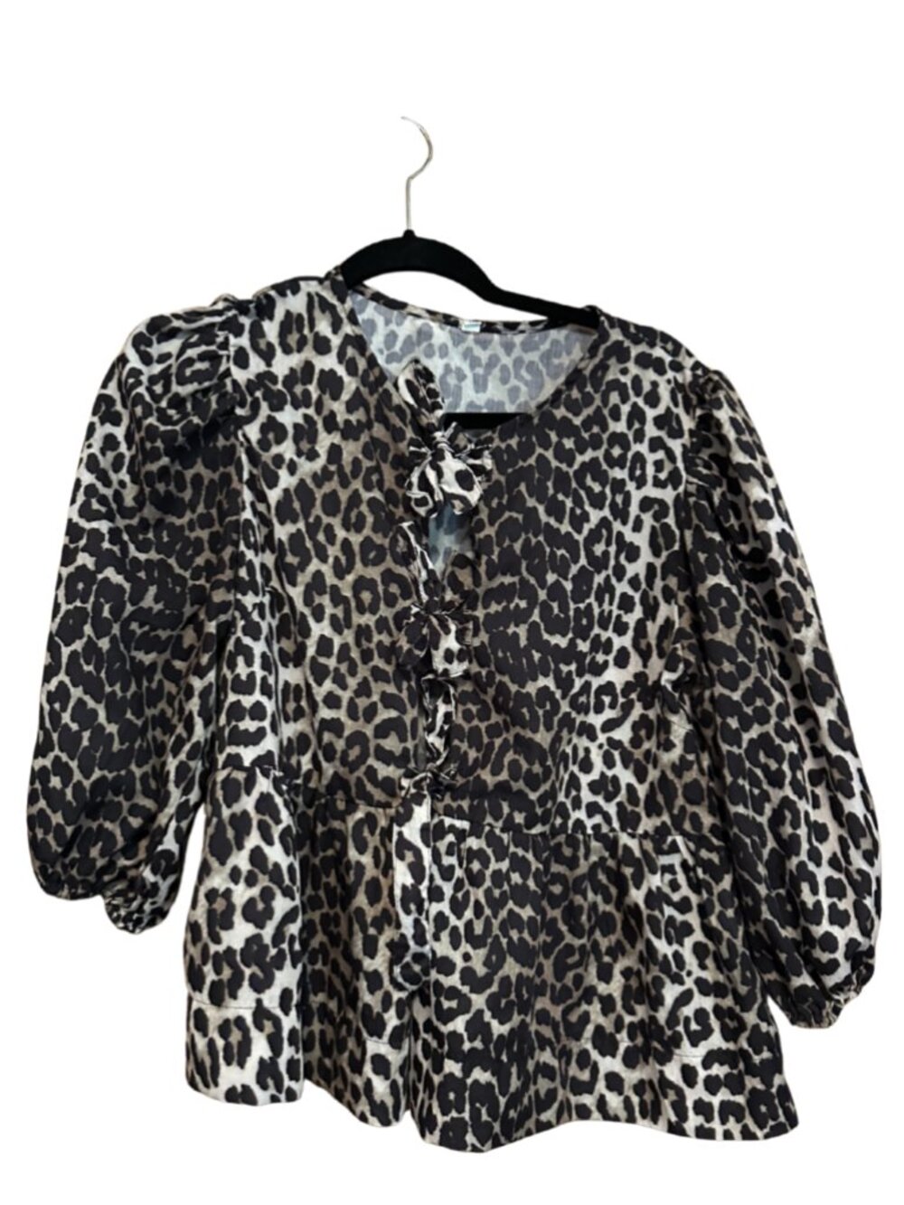 Boutique Leopard Print Front Tie Shirt
